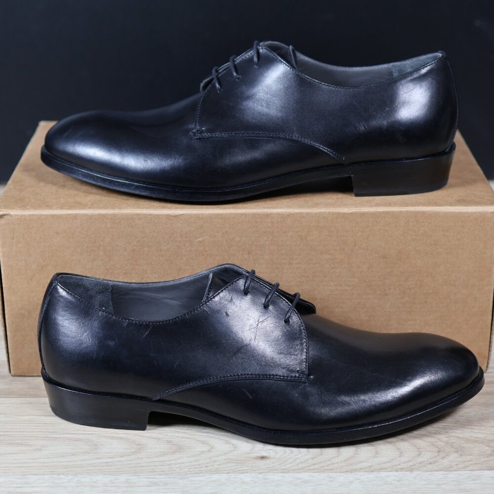 Robert Clergerie Derby Shoes Mens Size 9.5 Black Leather Plain Toe Dress France